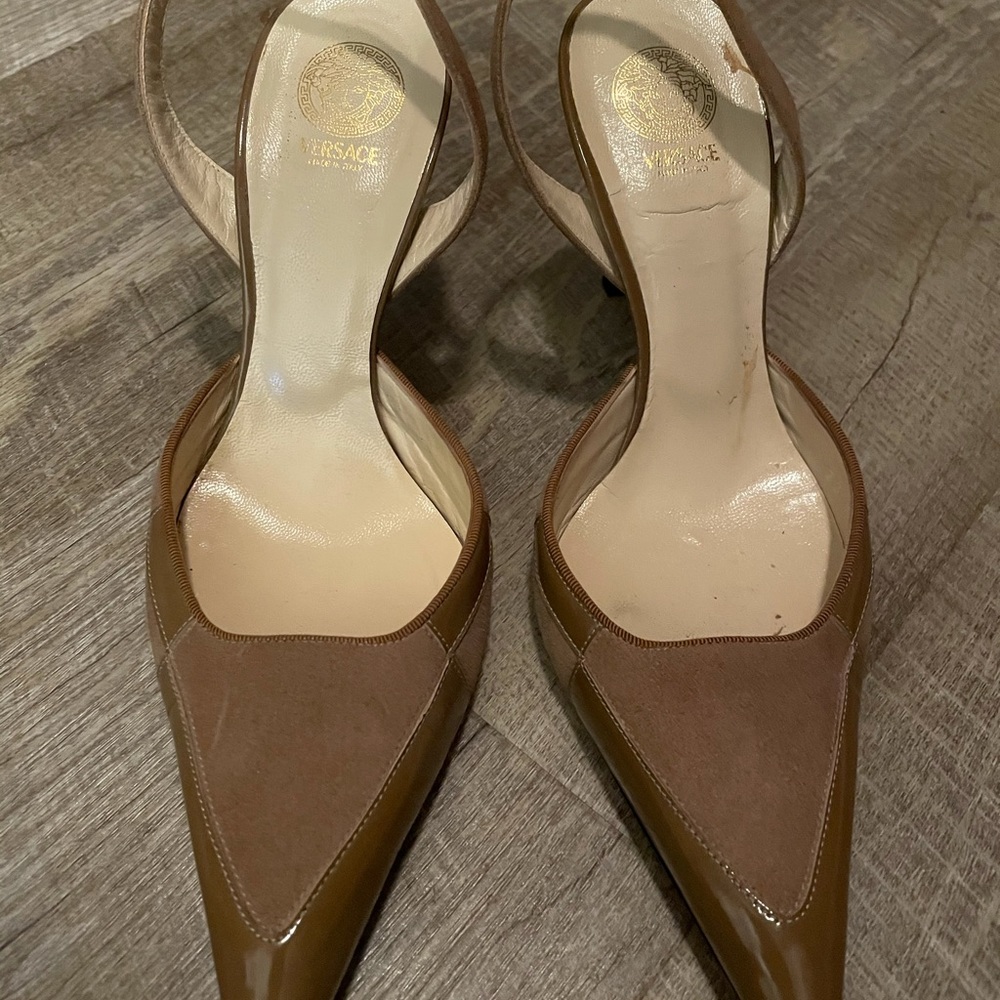 Versace slingback kitten heels